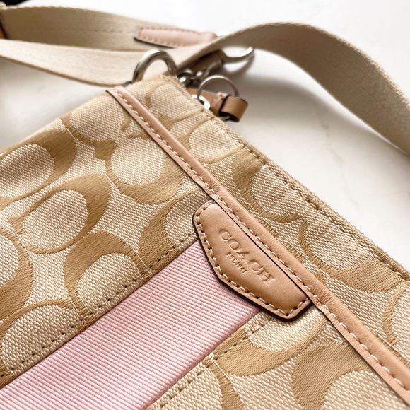Coach Beige and Pink Crossbody Canvas Bag - Picture 2 of 8